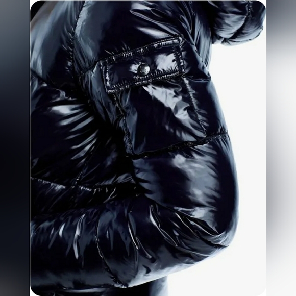 Nwt Aqua Lacquer Down Puffer Jacket In Onyx - Picture 5 of 12